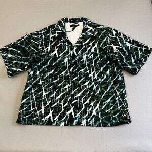 Nova Men Snap Up Savannah Shirt Mens XL Green Jungle Forest Canvas Vacay Casual